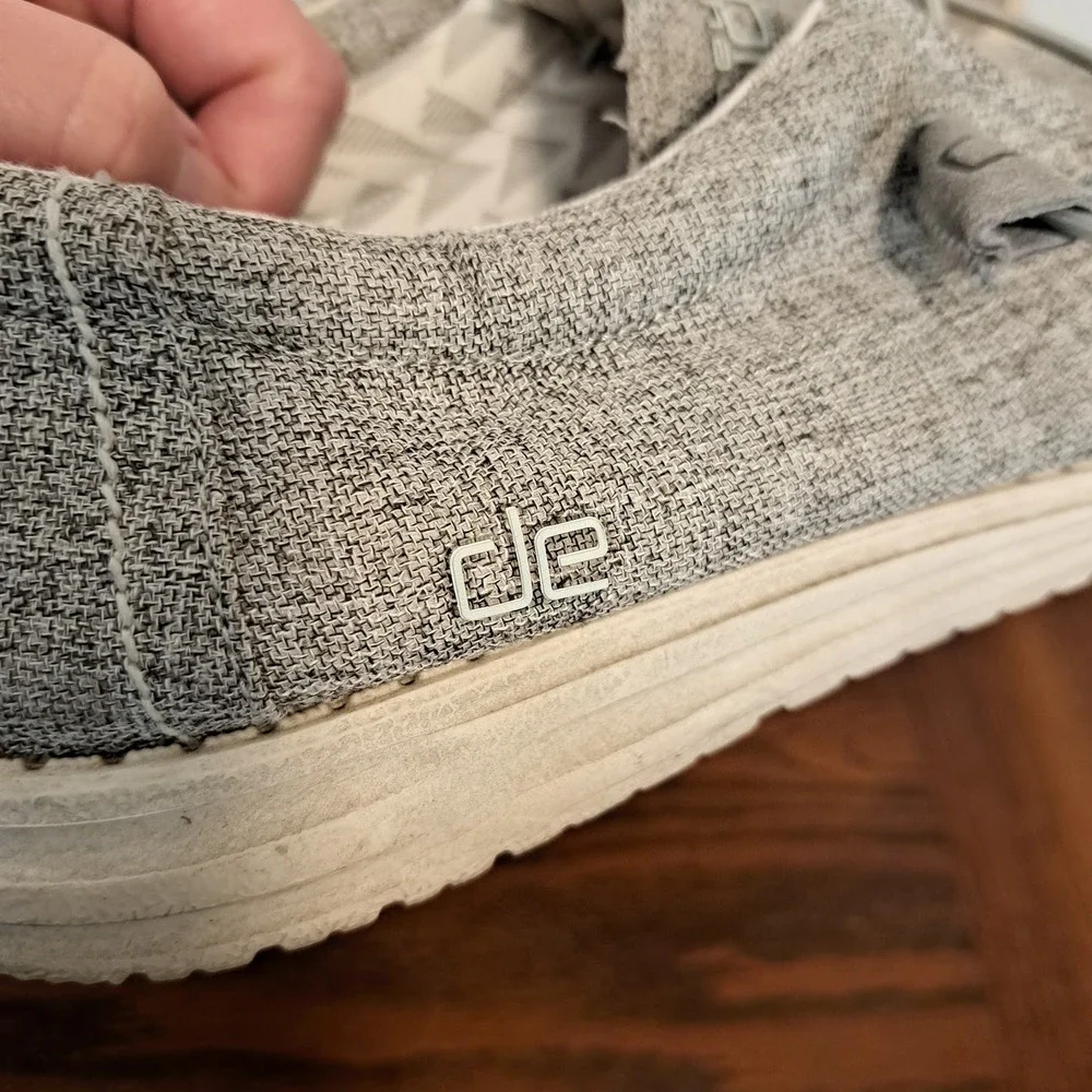 Hey Dude Wally Linen Iron Grey Men's Slip On Loafers Size 12 110793901